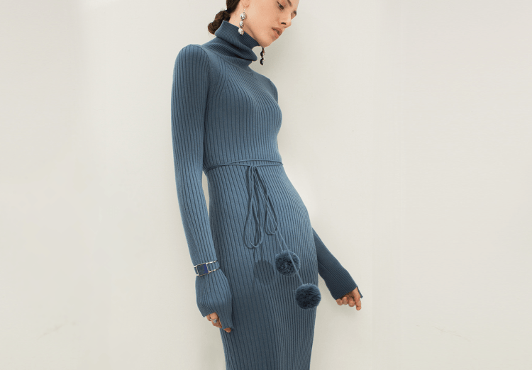 Ribbed Turtleneck Dress